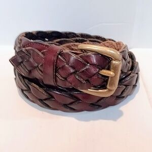 Vintage Gap Braided Leather Belt-Size XL-Solid Brass Buckle-Classic-Preppy